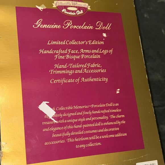 Collectible Memories Genuine Porcelain Doll Heather Limited Collector's Edition - Picture 3 of 7